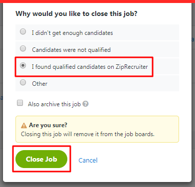 How do I close a job post?